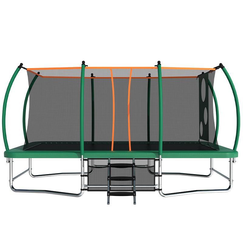 10X16FT Green Rectangle Trampoline with Basketball Hoop for Backyard - MERSCO SPORTS