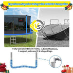 14FT Blue Soft Backboard Sport Trampoline for Family with Safety Net&Ladder - MERSCO SPORTS