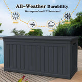 CIRUI 260 Gallon Outdoor Storage Box with Lockable Lid, Extra Large Waterproof Patio Resin Deck Box with 1000lbs Surface Loading Capacity Home Storage Box for Patio, Cushions, Tools, Toys Black