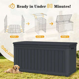 CIRUI 260 Gallon Outdoor Storage Box with Lockable Lid, Extra Large Waterproof Patio Resin Deck Box with 1000lbs Surface Loading Capacity Home Storage Box for Patio, Cushions, Tools, Toys Black