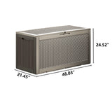 Cirui 100 Gallon Outdoor Storage Box with Lockable Lid, Waterproof & UV Resistant Patio Plastic Deck Box with Side Handles, Home Storage Box for Patio, Cushions,Toys,Light Brown