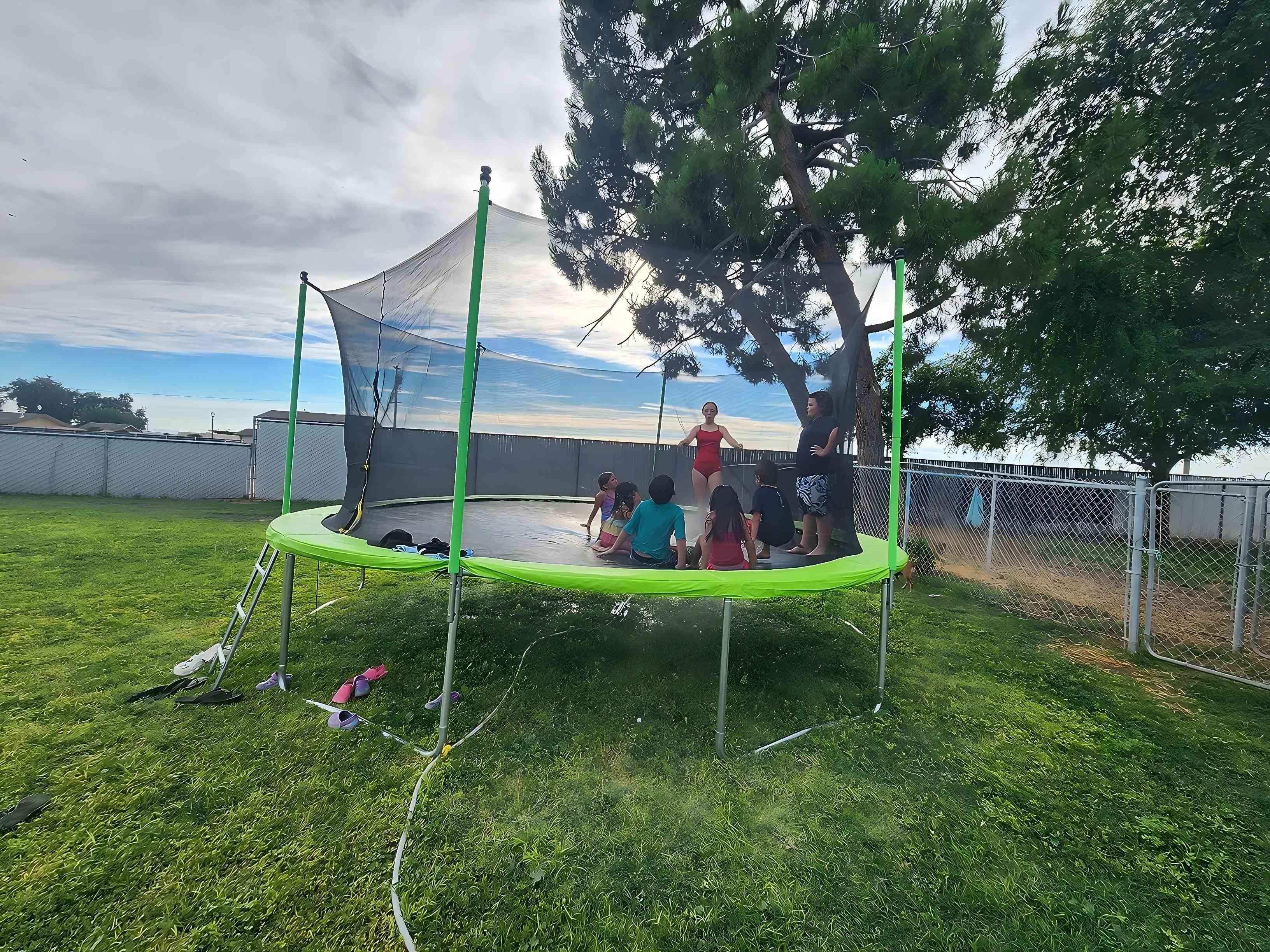 Green classic trampoline