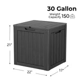 CIRUI 150 Gallon Outdoor Wicker Deck Box with Wheels Lockable Lid,Extra Large All-Weather Rattan Home Storage Box for Patio Furniture,Cushions,Pool and Garden Tools Storage - Gray