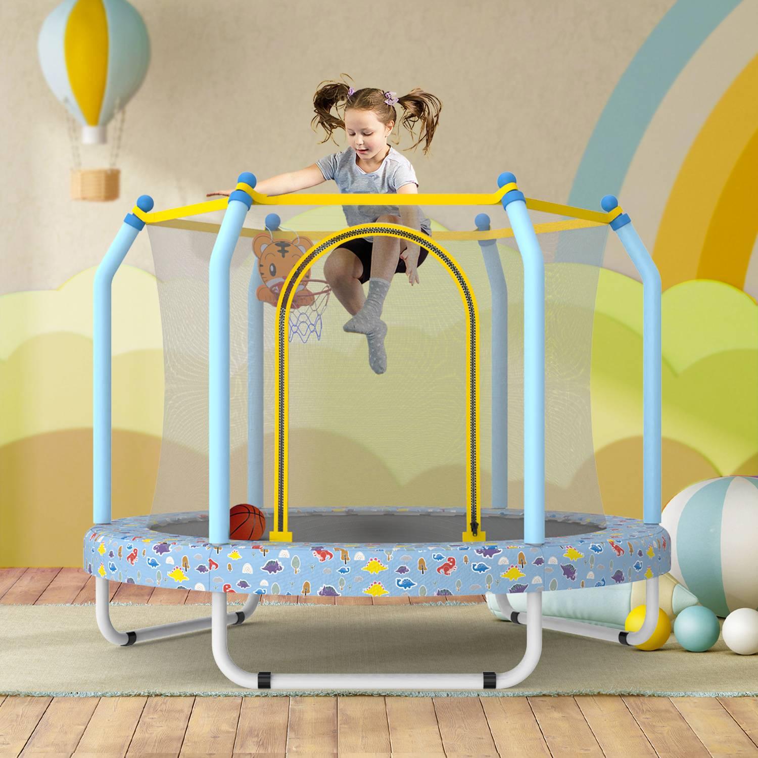 Blue Print Mini Indoor Trampoline With Enclosure - MERSCO SPORTS