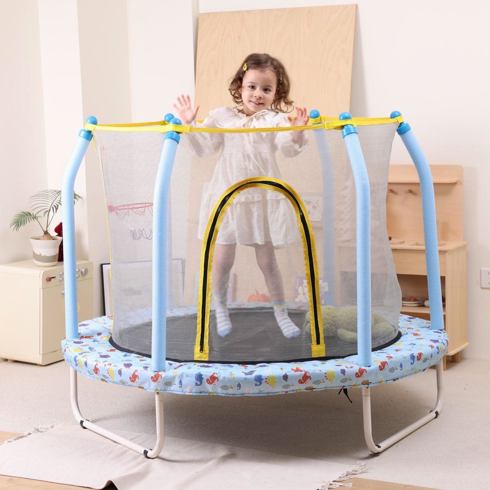 Blue Print Mini Indoor Trampoline With Enclosure - MERSCO SPORTS