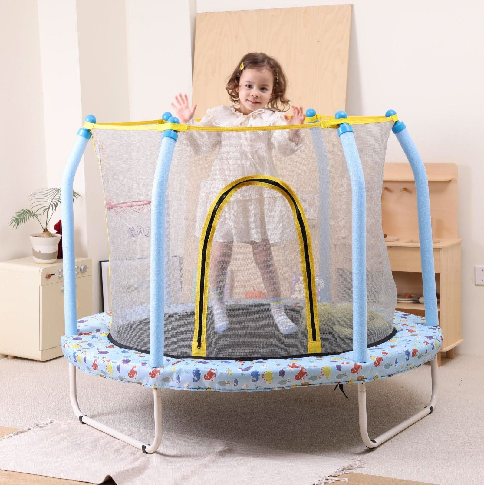 Blue Print Mini Indoor Trampoline With Enclosure - MERSCO SPORTS