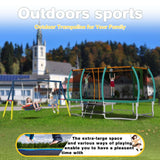 Mersco 8x14FT Large Trampoline with Enclosure Net,Swing Set,Outdoor Trampoline with Storage Bag for Kid Adults,2000LBS Trampoline with Swing Set for Backyard,Birthday Gifts for Kids,Green